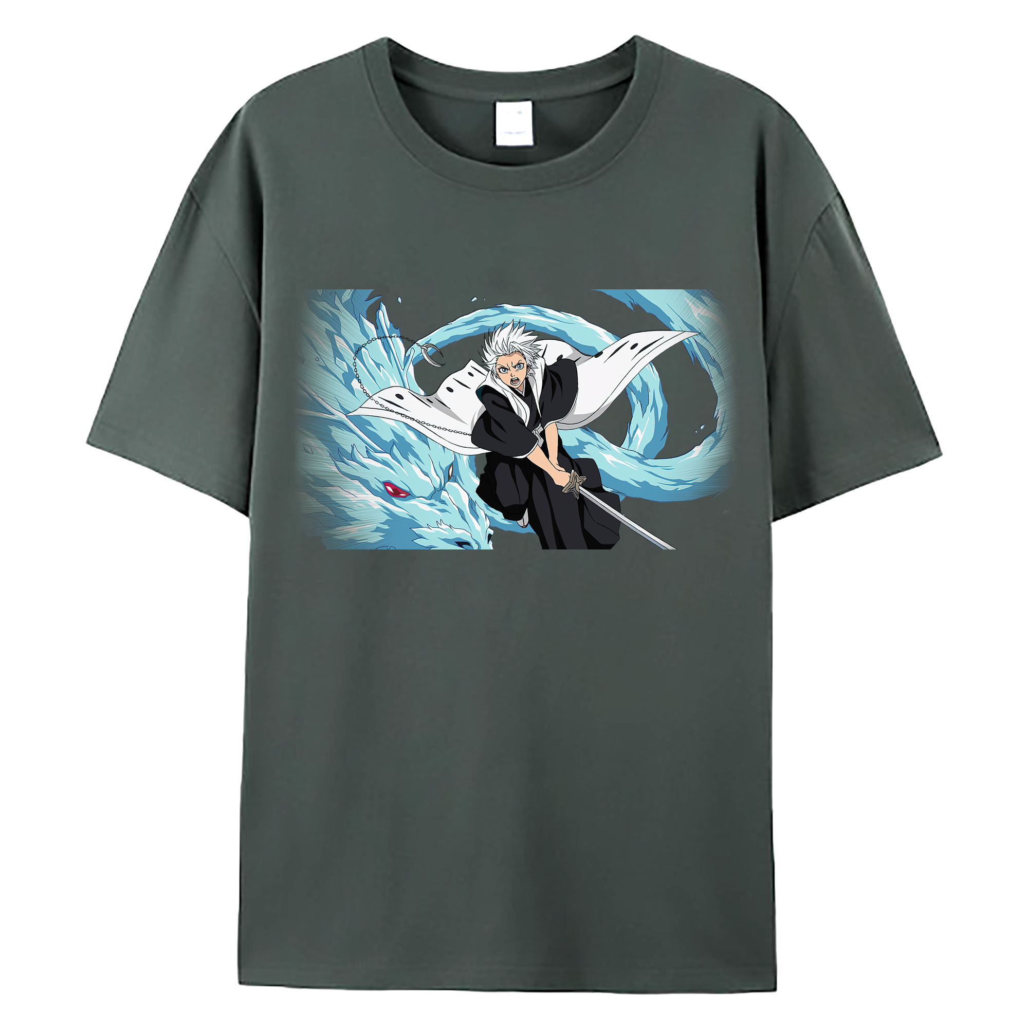 （画像用） ブリーチ 日番谷冬獅郎（ひつがや とうしろう） BLEACH Hitsugaya Toushirou 綿100％ メンズ半袖Tシャツ｜肌触りやわらか＆通気性